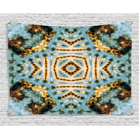 Tie Dye Decor Tapestry  Close Hippie Motif with Maya Clan Figures Dirt Tones Counter Culture Print  Wall Hanging for Bedroom Living Room Dorm Decor  6