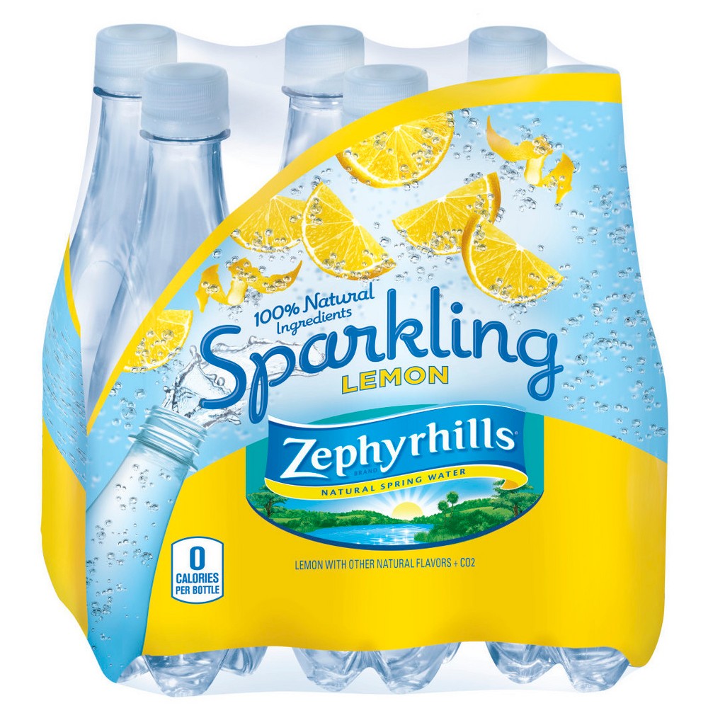 Zephyrhills Brand Sparkling Natural Spring Water Lemon - 6pk/16.9 Fl Oz Bottles