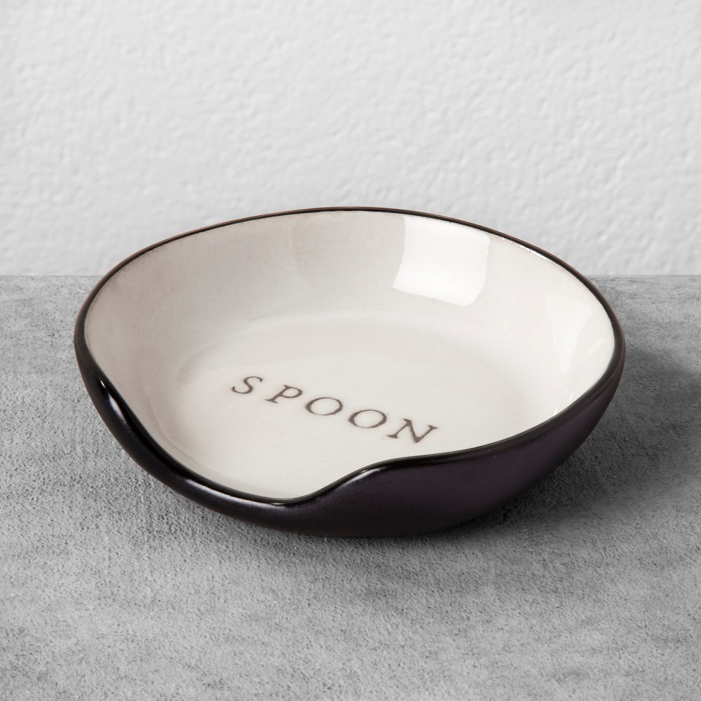 Stoneware Spoon Rest Cream/Black - Hearth & Hand with Magnolia, White Black