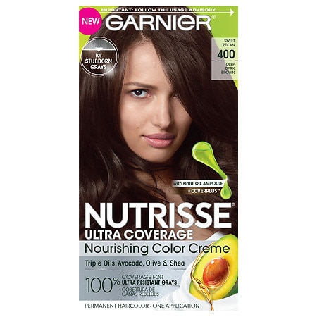 Garnier Nutrisse Ultra Coverage 100% Gray Coverage Permanent Hair Color - 400 Deep Dark Brown