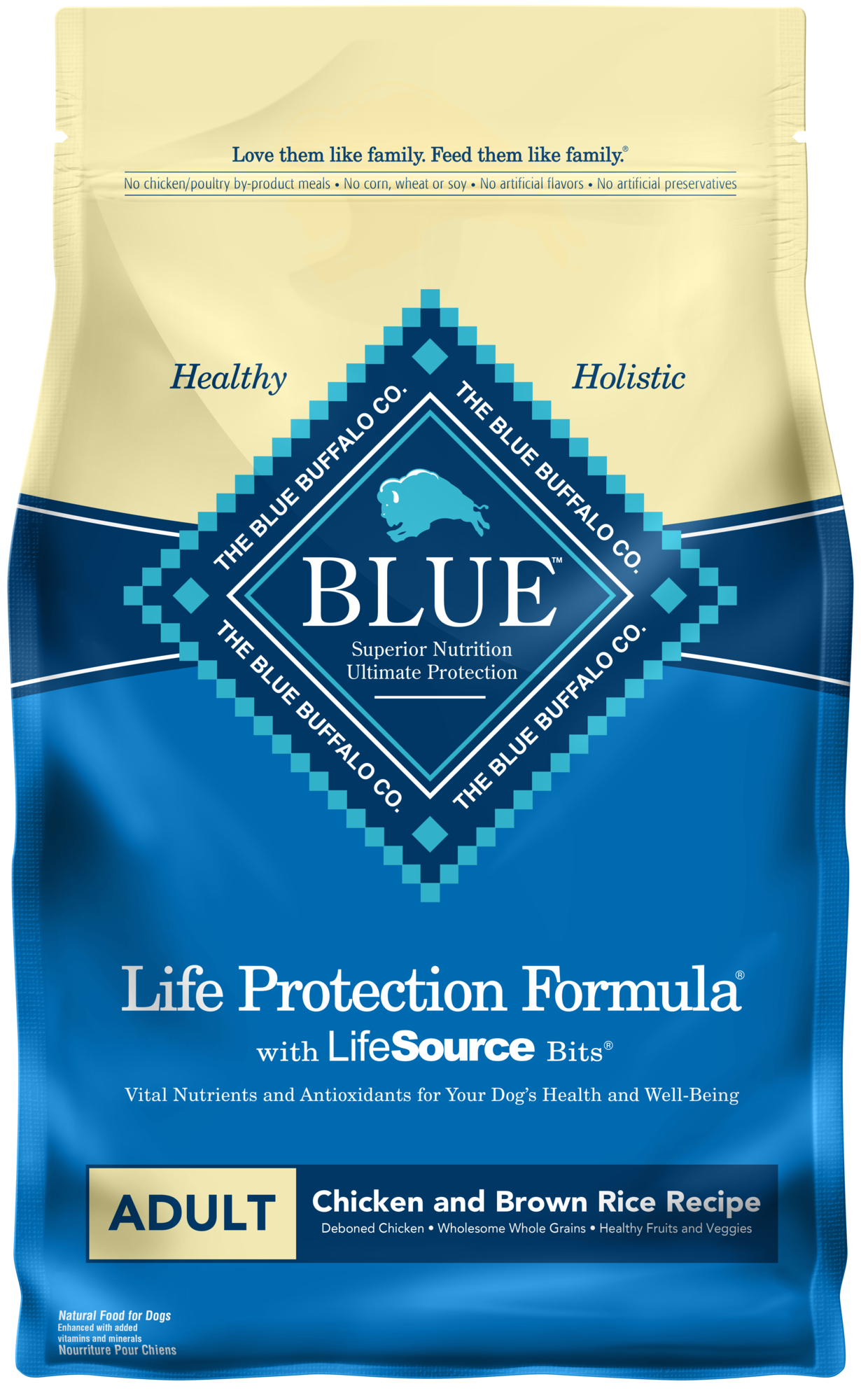 Blue Buffalo Life Protection Formula Chicken and Brown Rice Dry Dog Food for Adult Dogs  Whole Grain  3 Lb. Bag
