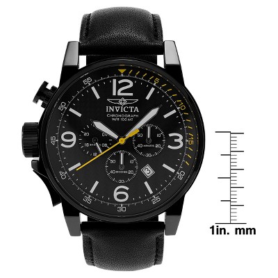 Men's Invicta 20140 I-Force Stainless Steel Leather Quartz Chronograph Watch - Black, Size: Small thumbnail