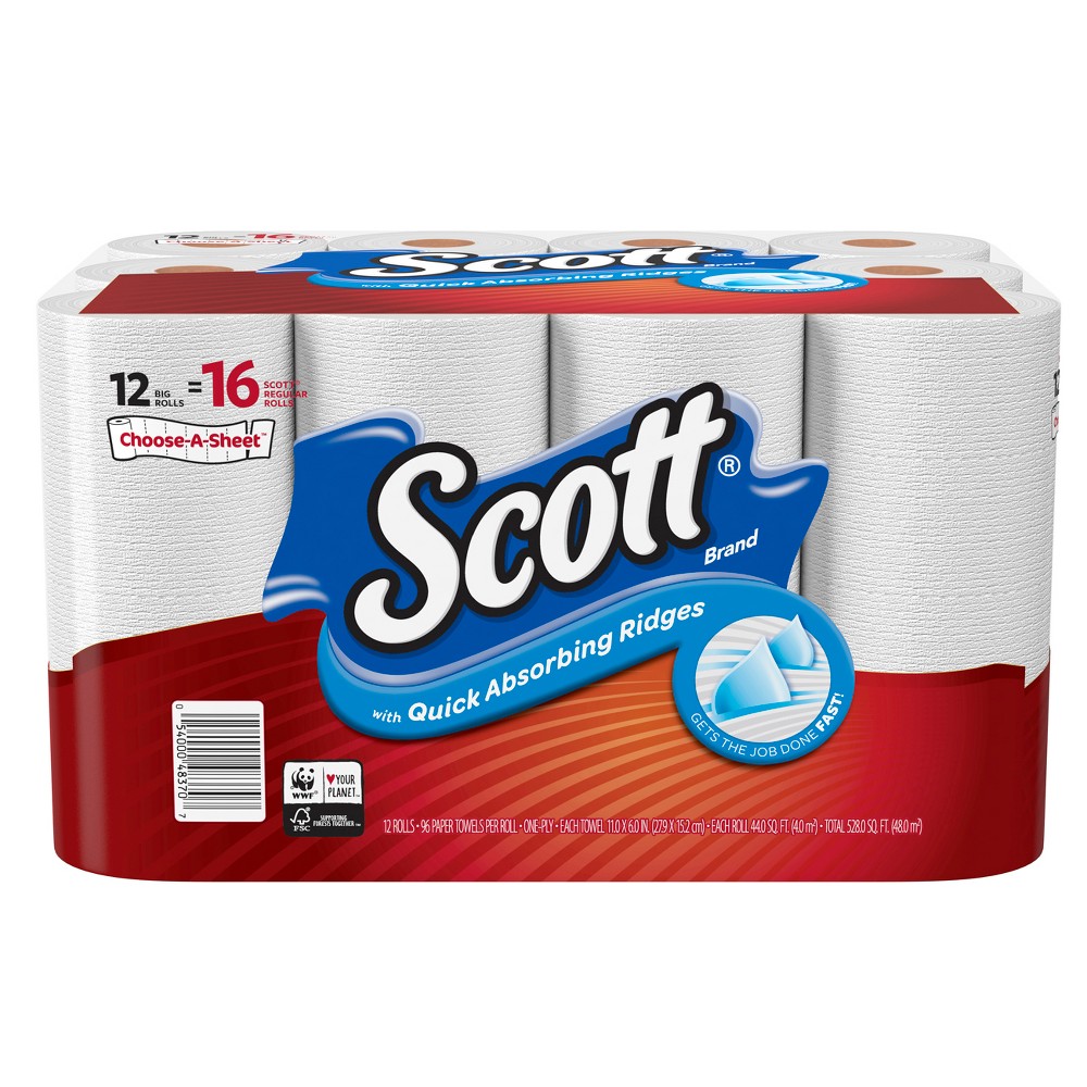 Scott Choose-a-Sheet Paper Towel (12 Big Rolls) 48370 Pack of 2