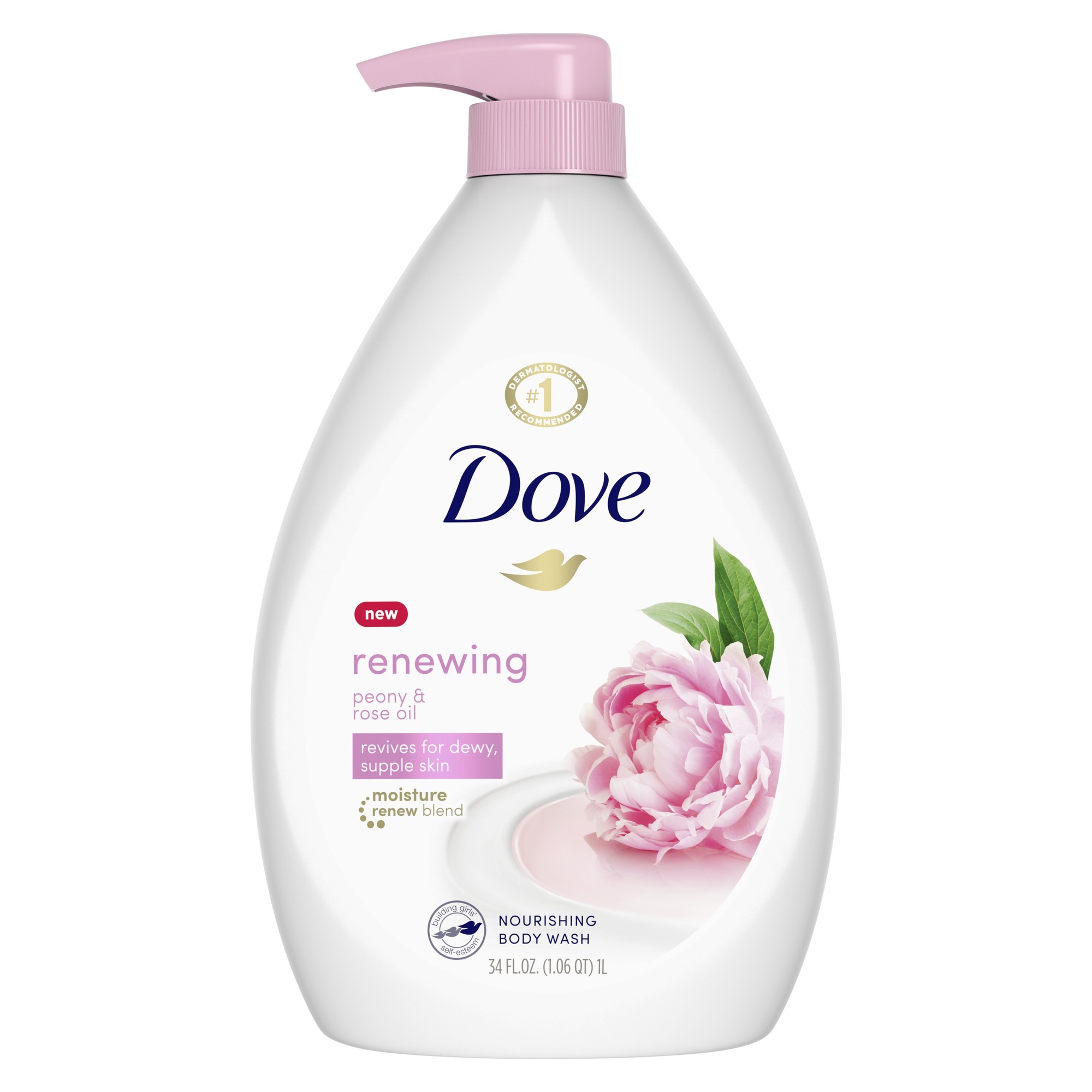 Dove Body Wash for Women Moisturizing Renew Peony & Rose Oil Cleanser All Skin  30.6 Oz with Pump