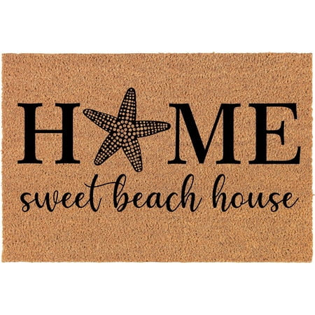 Welcome Doormat Natural Coir Door Mat Home Sweet Beach House (24  X 16 )