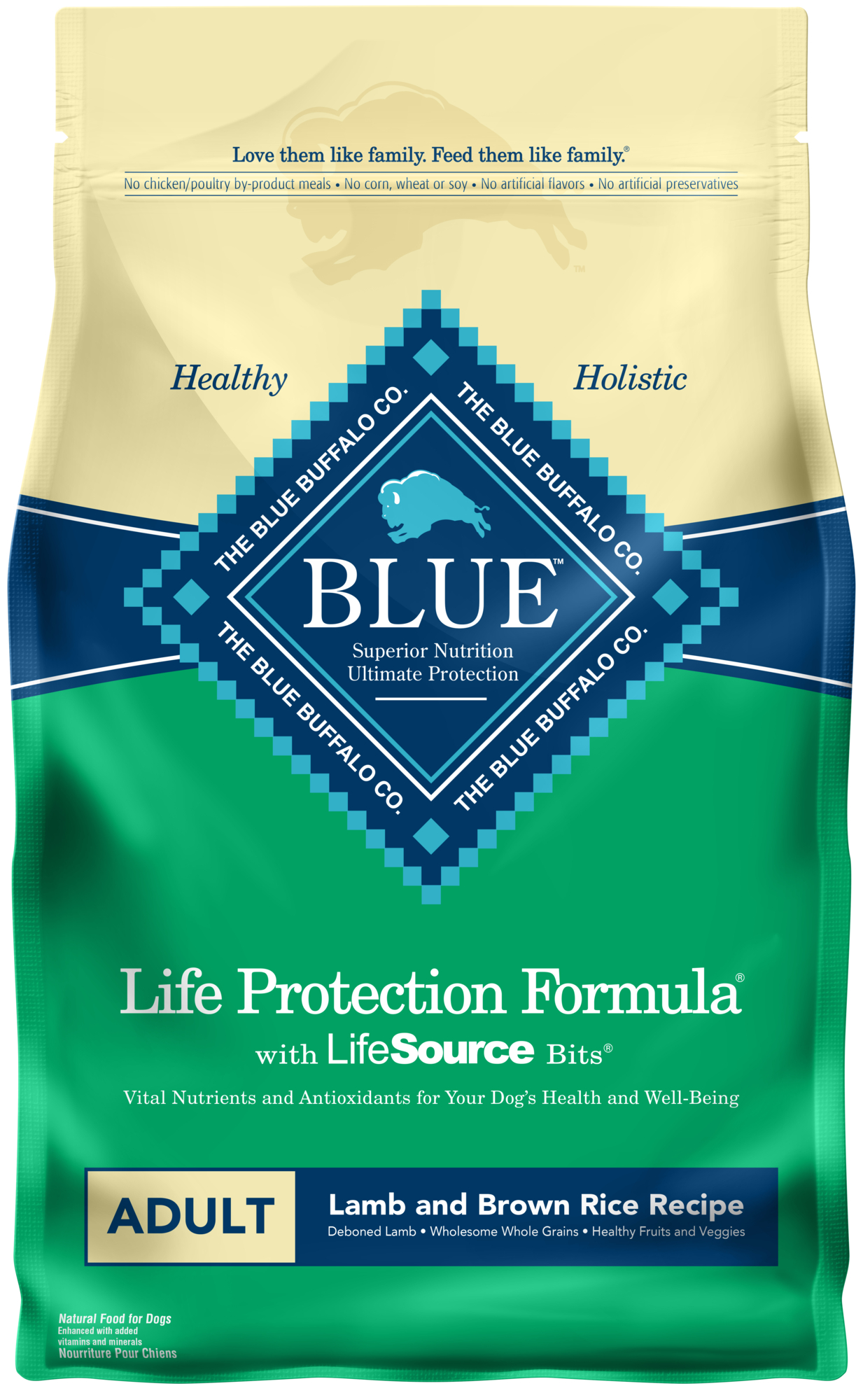 Blue Buffalo Life Protection Formula Natural Adult Dry Dog Food, Lamb and Brown Rice 3-lb