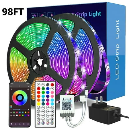 KLZO 50ft Bluetooth LED Strip Lights Music Sync 3535 LED Light Strip RGB with Remote Control
