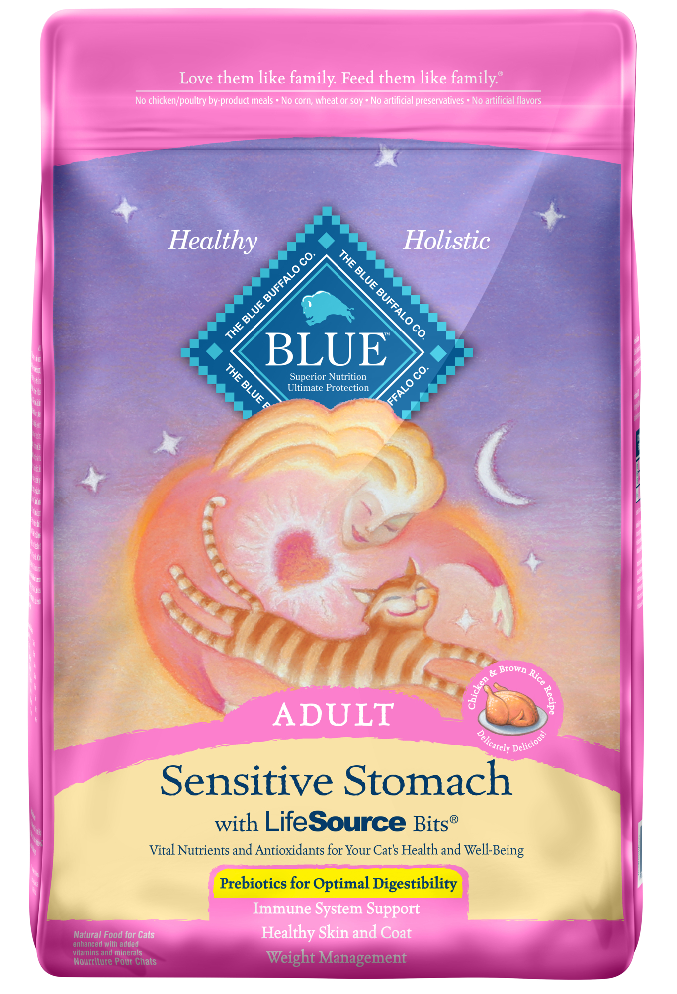 Blue Buffalo Tastefuls Dry Cat Food  Sensitive Stomach  Chicken and Brown Rice  10-lb Bag