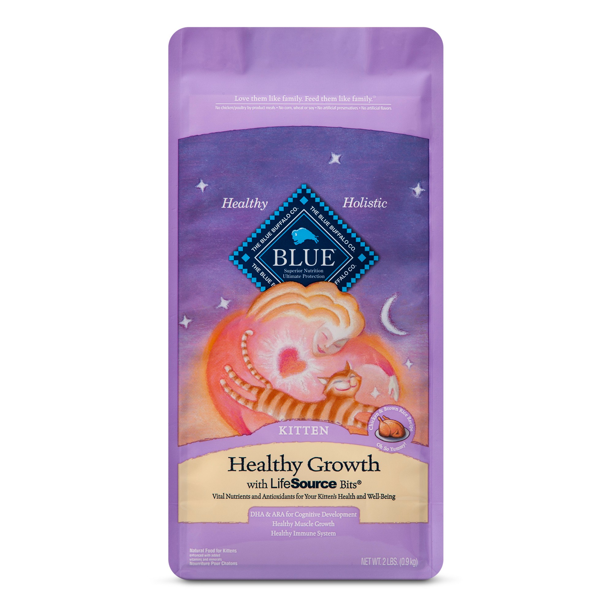 Blue Buffalo Healthy Growth Kitten Chicken & Brown Rice Recipe Dry Cat Food, 2-lb Bag thumbnail