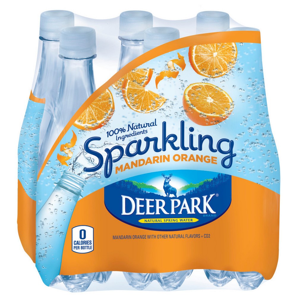 Deer Park Brand Sparkling Natural Spring Water - Mandarin Orange - 6pk/16.9 Fl Oz Bottles