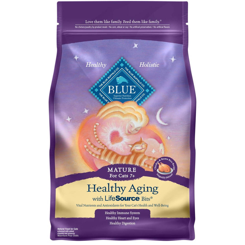 Blue Buffalo Tastefuls Dry Food  Adult Cat 7+  Chicken and Brown Rice Recipe  5-lb. Bag