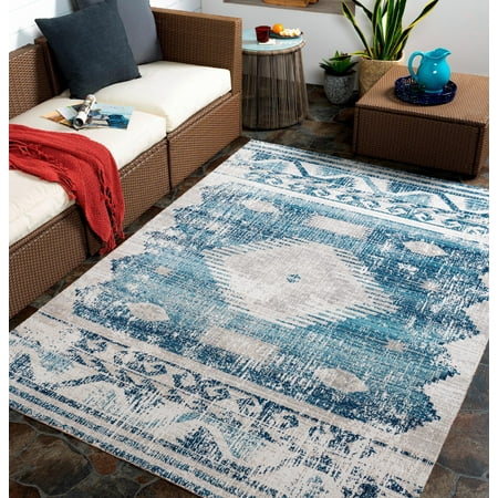 Mark&Day Outdoor Area Rugs  6x9 Buffalo Grove Global Indoor/Outdoor Dark Blue Area Rug (6 7  X 9 )