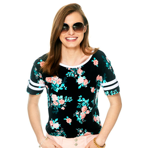Juniors No Comment Football Stripe Printed Crop Length Tee XL, Mint