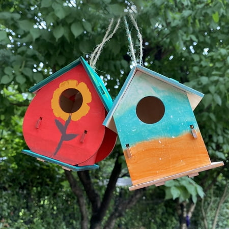 LA TALUS Bird House Construction Kit Children DIY Painting Assembling Bird Box Craft Kids Build Paint Birdhouse Gifts Choice Style D 1 Set