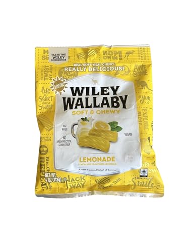 Wiley Wallaby  Lemonade Licorice Candy  Vegan  Fat Free  No High Fructose Corn Syrup  2 - Packs