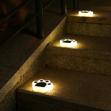 4Pcs Solar Paw Print Lights  Water-Resistant Outdoor Pathway Lights with Unique Dog Design and Cordless Functionality; Perfect for Garden  Paths  Yard