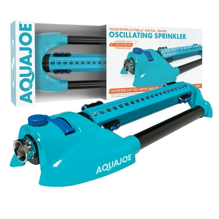 Restored Aqua Joe AJ-OMS20-BRS 4973 Sq Ft Variable-Width Turbo Oscillating Sprinkler  6 Switchable Spray Nozzles (Refurbished)