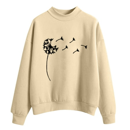 GWAABD Sweat Shirt Womens Fashion Sweatshirt Dandelion Print Long Sleeve Hoodie Hoodie Sweatshirt