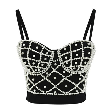 GWAABD Bra and Panty Lingerie Sets Deep V Bow with Diamond Encrusted Shape and Shape Hot Girl Nightclub Top