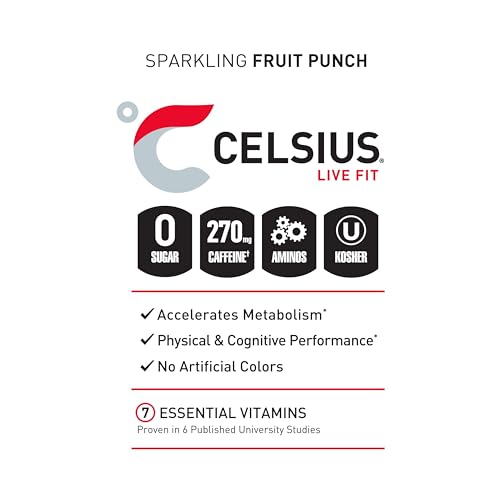 CELSIUS ESSENTIALS  Sparkling Fruit Burst  Performance Energy Drink 16 Fl Oz (Pack of 12) thumbnail