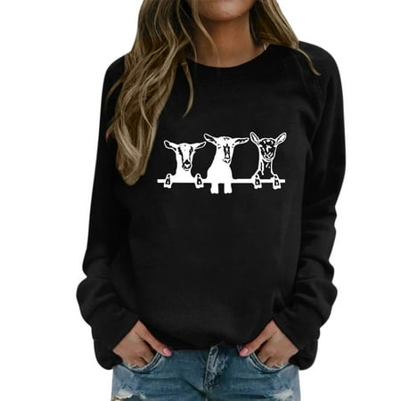 GWAABD Crew Neck Sweaters Women Ladies Hoodless Sweatshirt Round Neck Long Sleeved Casual Hoodie