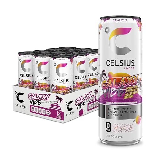 CELSIUS Sparkling Galaxy Vibe  Functional Essential Energy Drink 12 Fl Oz Can (Pack of 12)