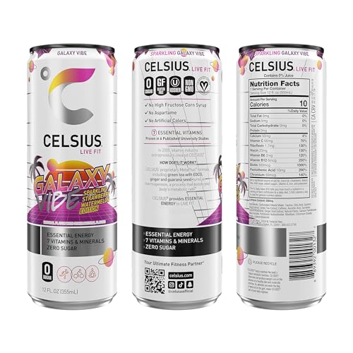 CELSIUS Sparkling Galaxy Vibe  Functional Essential Energy Drink 12 Fl Oz Can (Pack of 12) thumbnail
