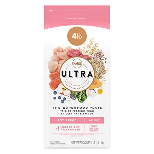 NUTRO ULTRA Adult Toy Breed High Protein Natural Dry Dog Food with a Trio of Proteins from Chicken, Lamb and Salmon, 4 Lb. Bag