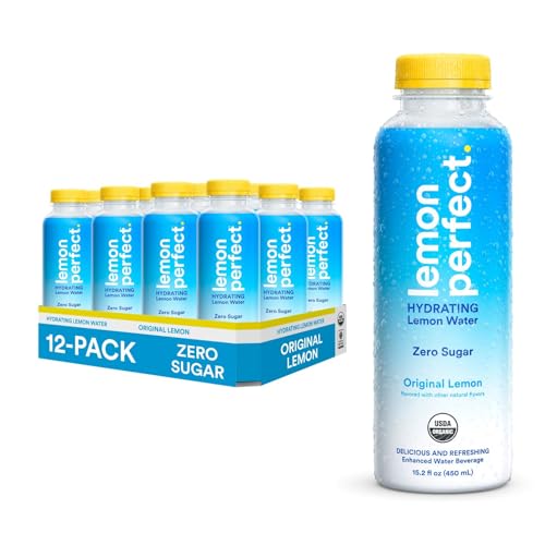 Lemon Perfect Original Lemon, Hydrating Flavored Lemon Water, Zero Sugar, Delicious and Refreshing, Organic, 15.2 Fl Oz Bottles (12-Pack)