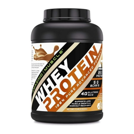 Amazing Muscle 100% Whey Protein Powder * 5 Lbs *Advanced Formula with Whey Protein Isolate as a Primary Ingredient Along with Ultra Filtered Whey Pro