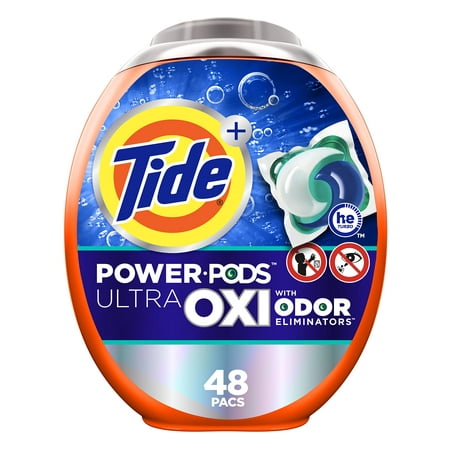 Tide Ultra Oxi Power Pods with Odor Eliminators Laundry Detergent Pacs  48 Count  for Visible and Invisible Dirt