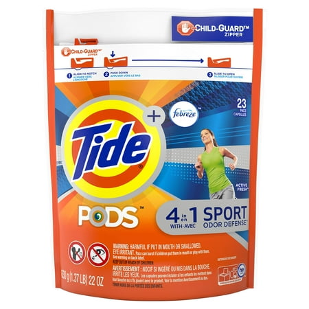 Tide Pods Plus Febreze Odor Defense Laundry Detergent Pacs  Active Fresh  23 Oz  23 Count