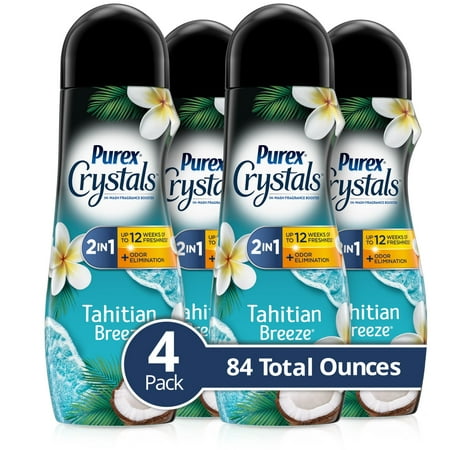 Purex Crystals in-Wash Fragrance and Scent Booster  Tahitian Breeze  21 Ounce (Pack of 4)