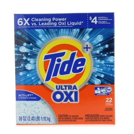 4Sgm Tide Plus He Ultra Oxi Acti-Lift Crystal Powder Laundry Detergent 39 Oz. (22 Loads Total)  Multicolor