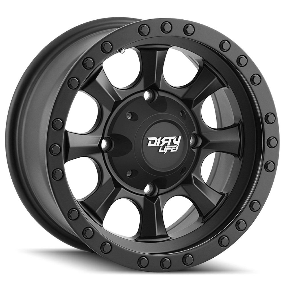 Dirty Life Ironman 9300 Wheels, Matte Black - Ironman 9300 Wheels in Matte Black/Black Beadlock, 4 X 110mm Single Bolt Pattern, 15
