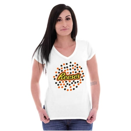 Reese S Chocolate Pieces Candy Dots Women S Petite V-Neck T Shirt Brisco Brands S