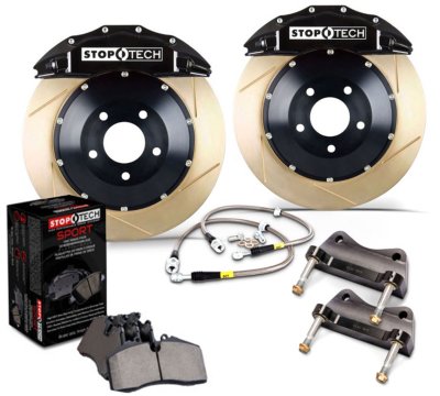 StopTech Big Brake Kit in TBD, Disc Brake Upgrade Kit - Black Caliper / Slotted Coated Disc - Front - PN 83.345.6100.53