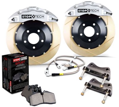 StopTech Big Brake Kit in TBD, Disc Brake Upgrade Kit - Silver Caliper / Slotted Coated Disc - Front - PN 83.345.6100.63