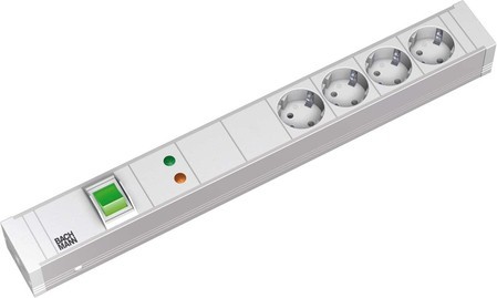 Bachmann Power Distribution Unit Aluminium - Verlängerungsschnur (Rack - Einbaufähig) Ausgangsanschlüsse: 4 - 1,5U - 48,3 Cm (19) - 2,0m - Weiß (3