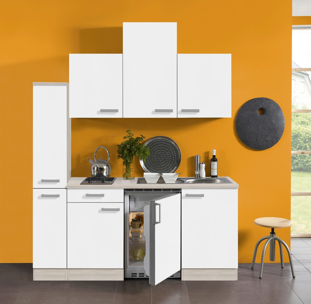 Singleküche Barcelona - Vario 2 - Glaskeramik-Kochfeld - Breite 180 Cm - WeiB