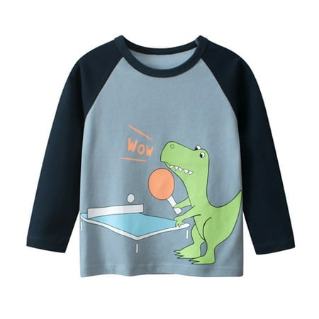 PMUYBHF Boys Winter Jackets Size 14-16 Toddler Kids Baby Boys Girls Dinosaur Print Long Sleeve Color Splice Crewneck T Shirts Tops Tee Clothes for Chi