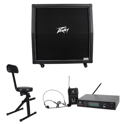 Peavey 6505 412 Slant 300 Watt 4x12 Guitar Amplifier Cabinet+Wireless Mic+Throne