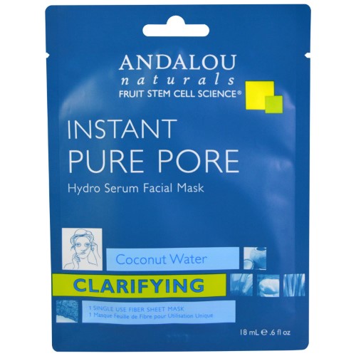 Andalou Naturals, Instant Pure Pore, Hydro Serum Facial Mask, 1 Single Use Fiber Sheet Mask, .6 Fl Oz (pack of 12)