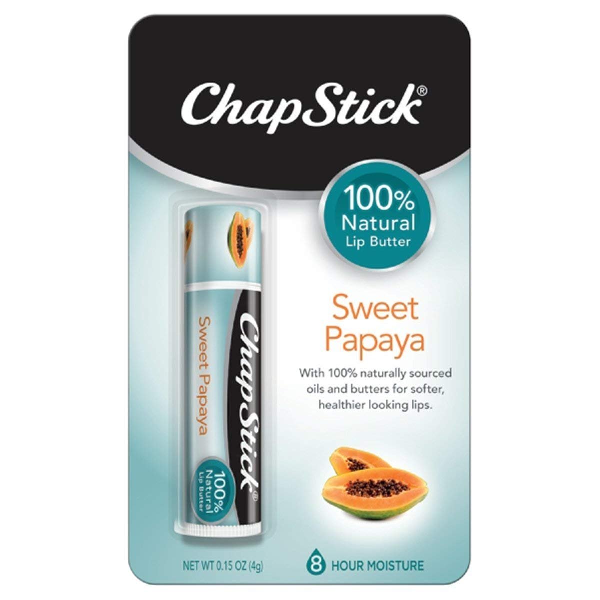 ChapStick Papaya 100% Natural Lip Butter Tube  Lip Balm - 0.15 Oz  Non-Tinted  Sweet Papaya