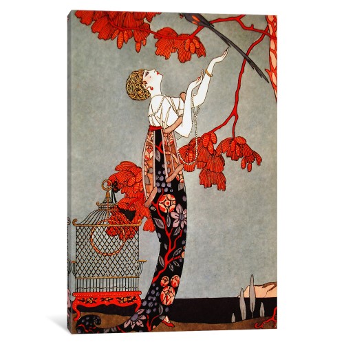ICancas 1914 Oriental Red Gallery Wrapped Canvas Art Print by George Barbier