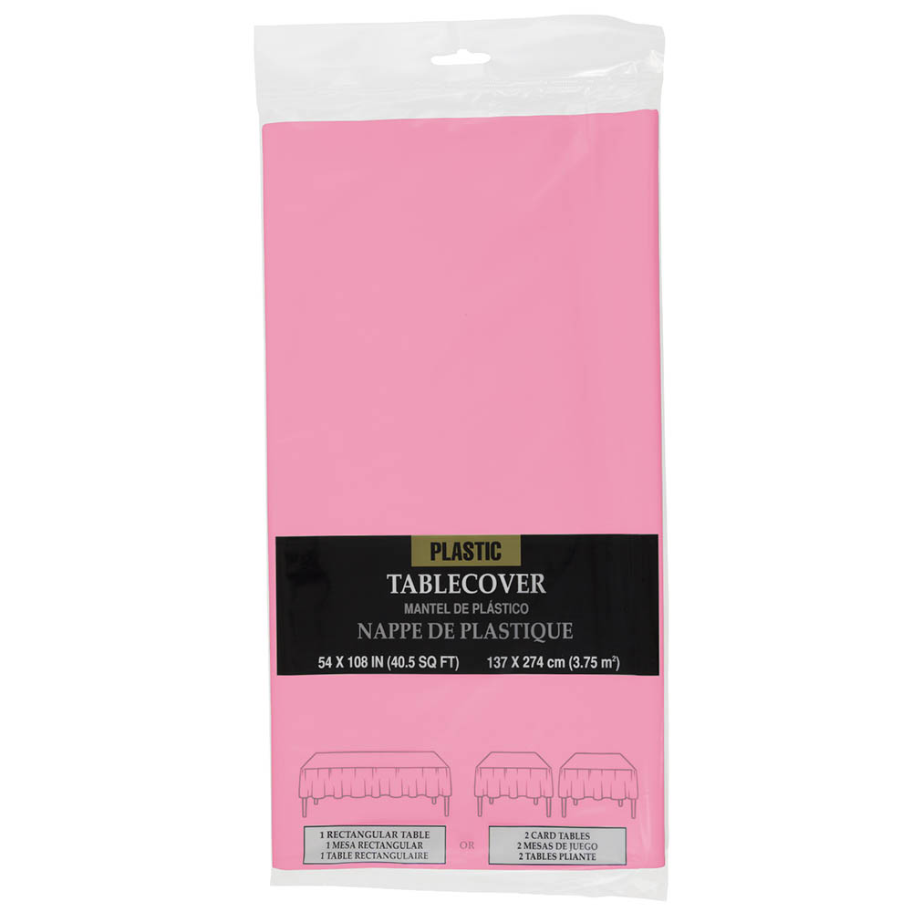 JAM Paper Plastic Table Cover, 54 X 108 Inches, Baby Pink Tablecloth, Sold Individually (291423339) | Quill