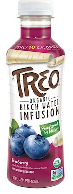 Treo Birch Water Beverage - Blueberry - Case of 12 - 16 Fl Oz.