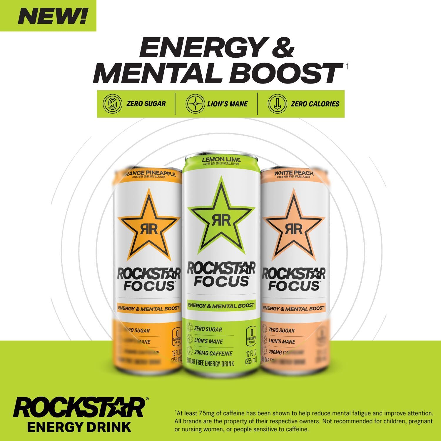 (12 Pack) Rockstar Focus 3 Flavor Sugar Free Mental Boost Energy Drink, 12 Fl Oz thumbnail