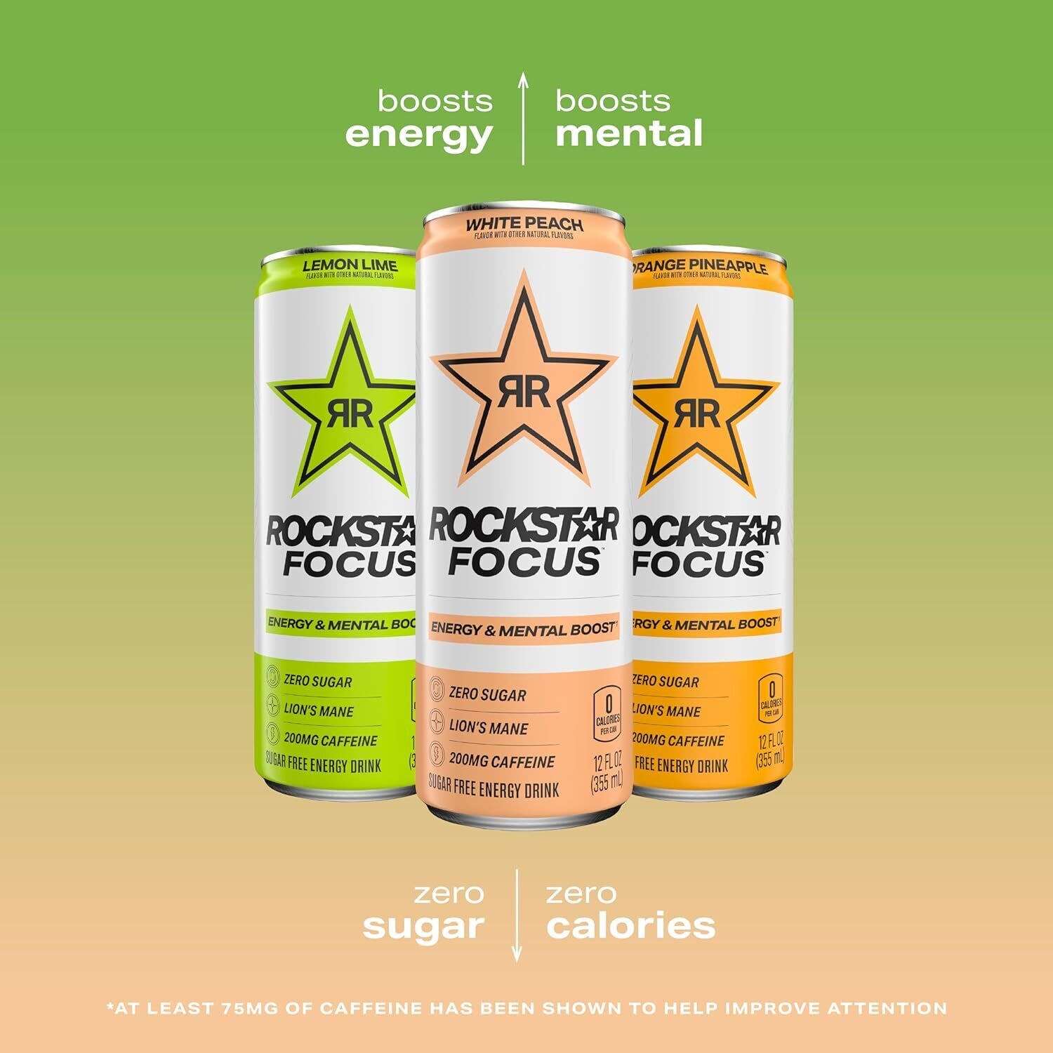 (12 Pack) Rockstar Focus 3 Flavor Sugar Free Mental Boost Energy Drink, 12 Fl Oz thumbnail