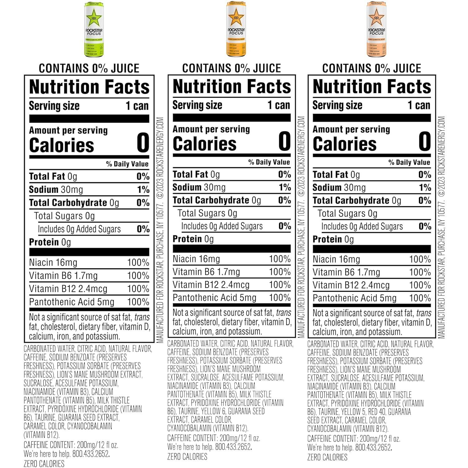 (12 Pack) Rockstar Focus 3 Flavor Sugar Free Mental Boost Energy Drink, 12 Fl Oz thumbnail